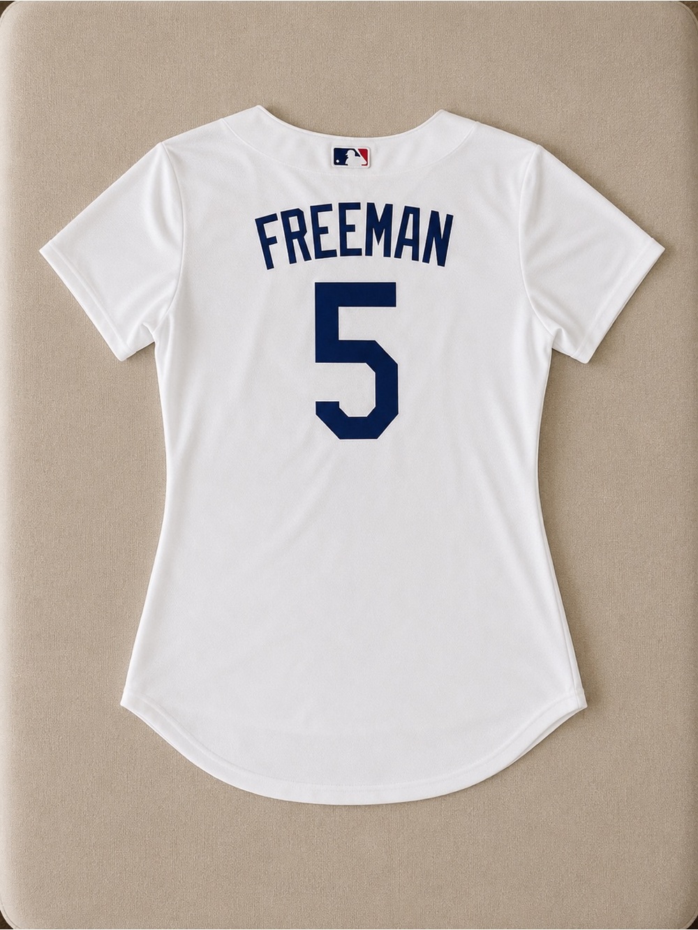Freeman White Dodgers Navy Script Baseball Jersey - Picture 2 of 3